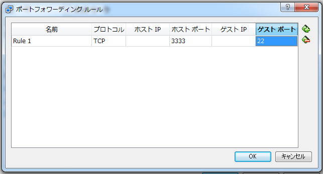 ポートフォワーディングルール